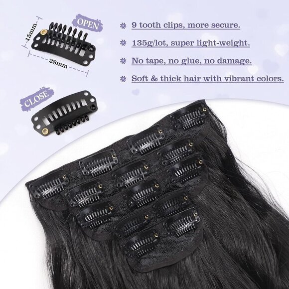Synthetic Curly Clip in Hair Extensions 10 Inches Black Thick for Women main image 6